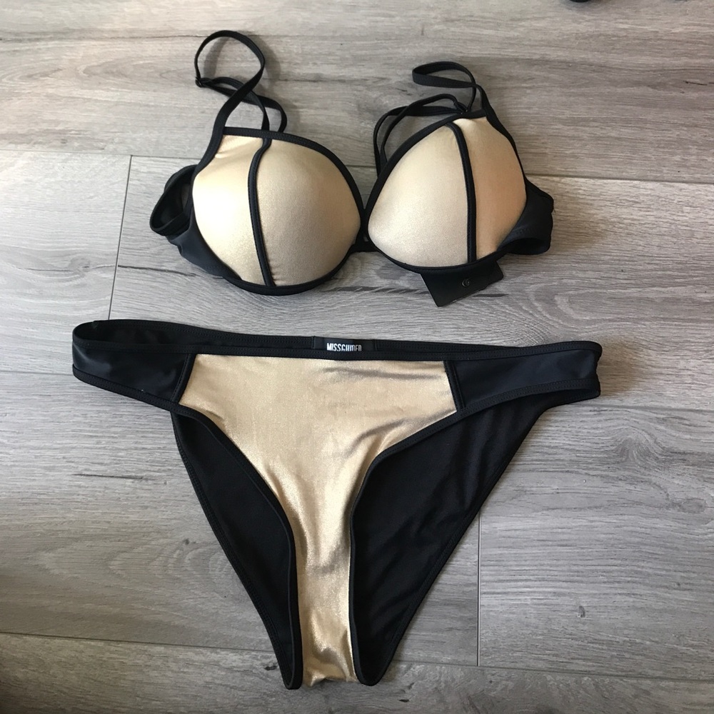 Black & Gold Missguided Bikini Set